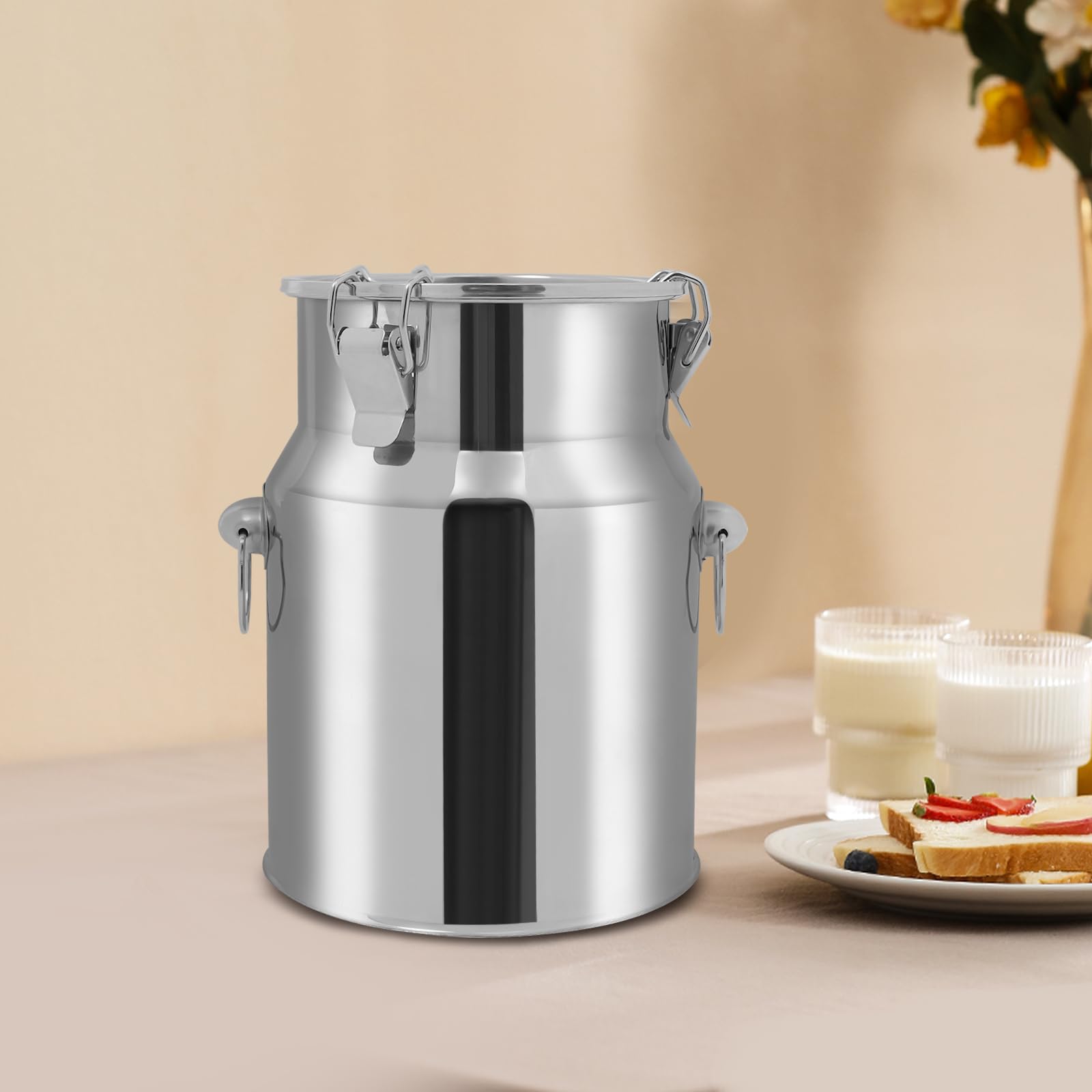 Pojemnik na mleko ze stali nierdzewnej 40 l, pojemnik na mleko, wytrzymały pojemnik do przechowywania żywności, idealny do przechowywania produktów mlecznych, wina zboża, gospodarstwa domowego, z