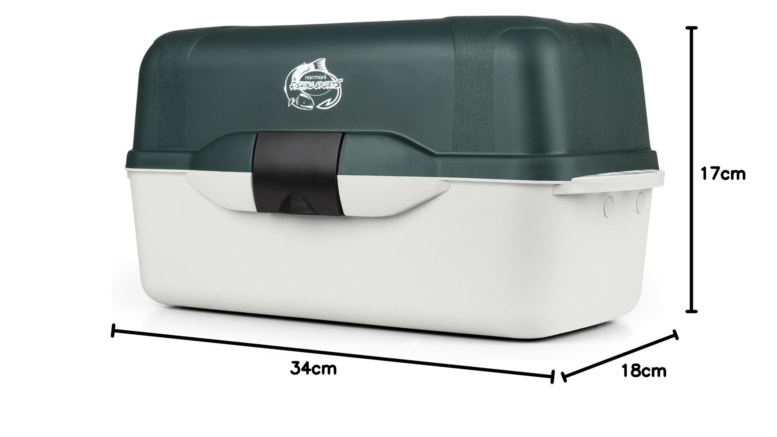Wasserdichter Angelkoffer Angelbox Angelkasten Transportkoffer Gerätekoffer Angelkiste mit 2 Laden für Angelzubehör - 18 x 34 x 17 cm Oliv ONESIZE