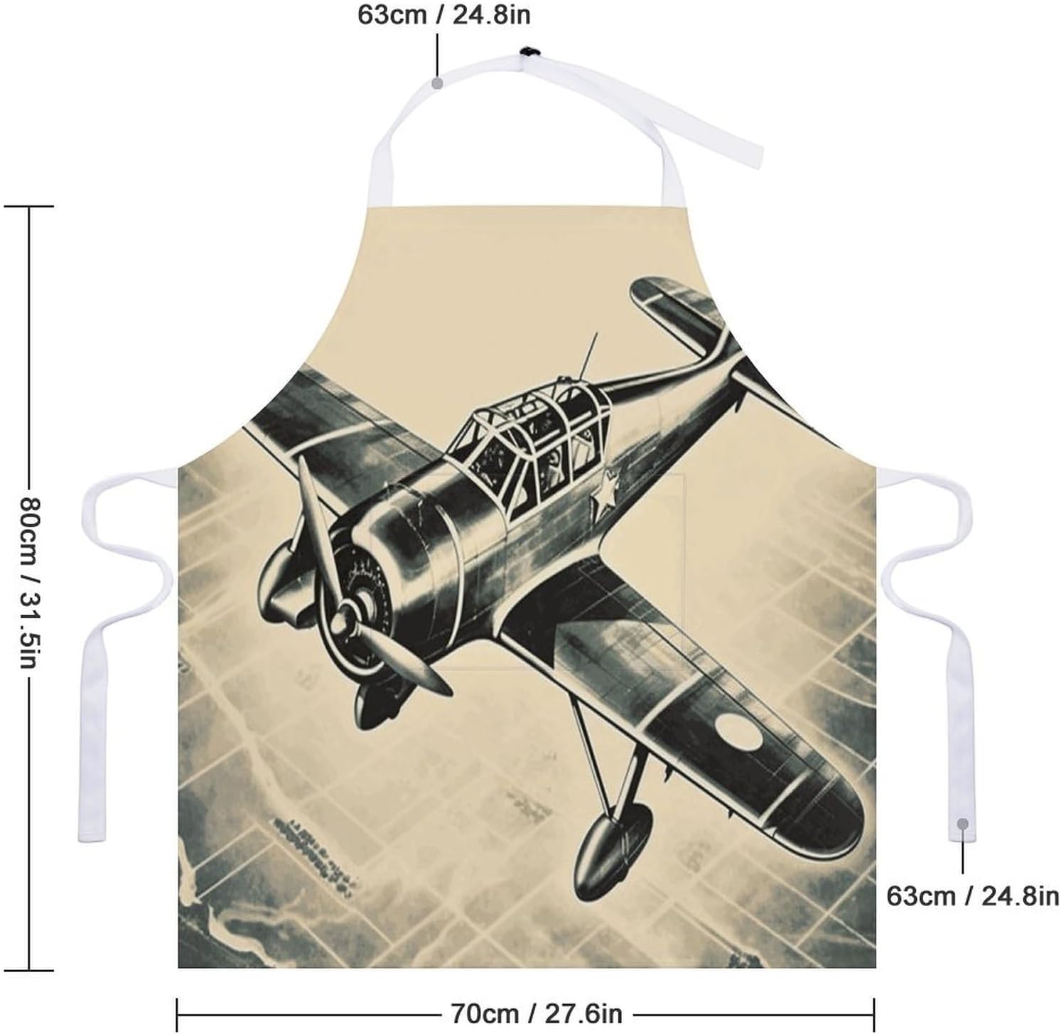 Retro Airplane Apron Adjustable Chef Apron with Pocket for Men Women Waterproof Bib Apron Durable Cooking Apron for BBQ Baking Kitchen Cooking Apron