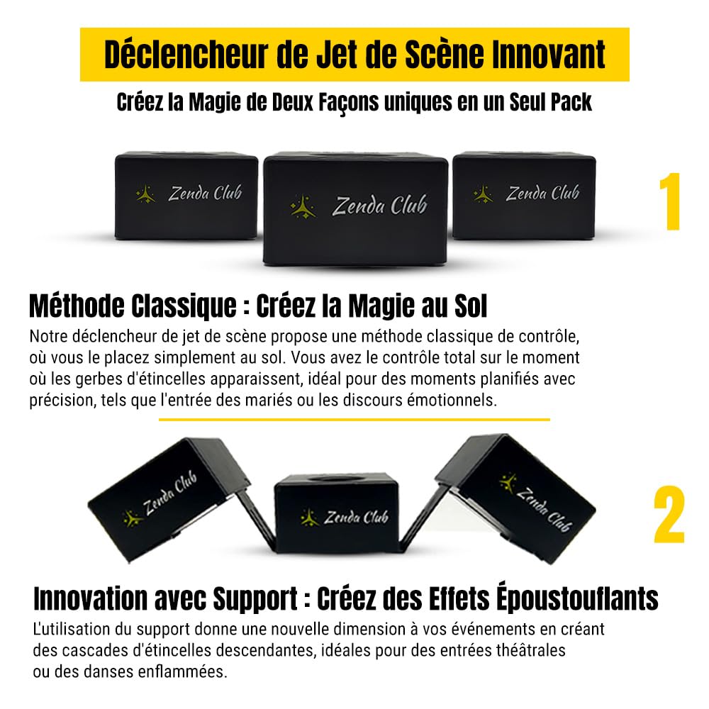 Zenda club® Trigger kit di tiro per getti di scena e fontane stage, sistema freddo + macchina accensione fuochi d'artificio freddi, telecomandi senza fili (confezione da 8)