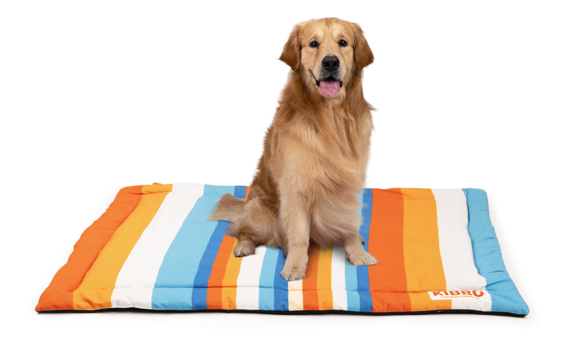 KIBBO Pet Mat for Dogs and Cats | Lightweight and Portable | Durable, Washable, Anti Slip Base and Stripe Design | Suitable for Large & Extra Large Breeds, Blue (117x73 CM)