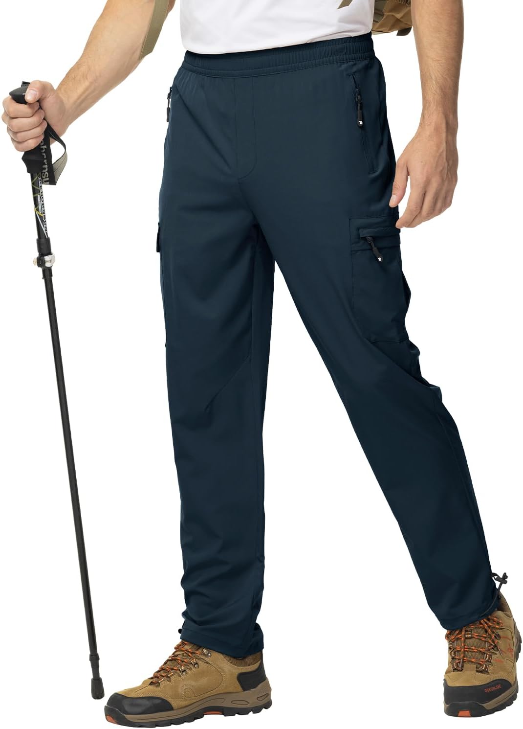 BGOWATU Men's Hiking Pants Quick Dry Lightweight Outdoor Cargo Fishing Jogging Pants with Zipper Pockets