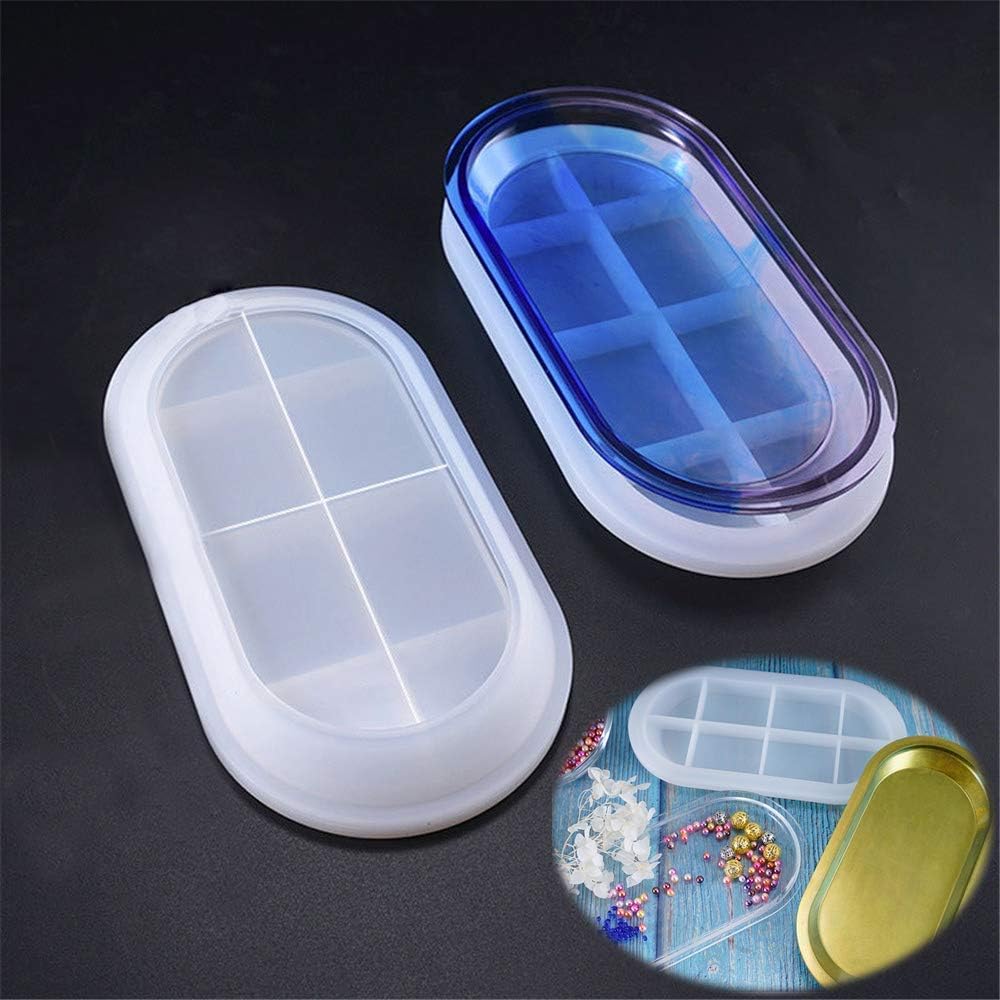 thanksky 1PC Oval Resin Tray Mold Silicone Large Size, DIY Dish Epoxy Resin Molds for Jewelry Making(Oval)