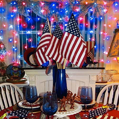 Jmexsuss 006-STRING-L-100LED-JULY4TH 4Th Of July Decorations 100 Led String Lights Indoor, 33Ft Red White And Blue Lights Plug-In, 8 Modes Patriotic 4Th Of July Lights For Indoor Outdoor Independence Day American Flag Holiday thumb #2