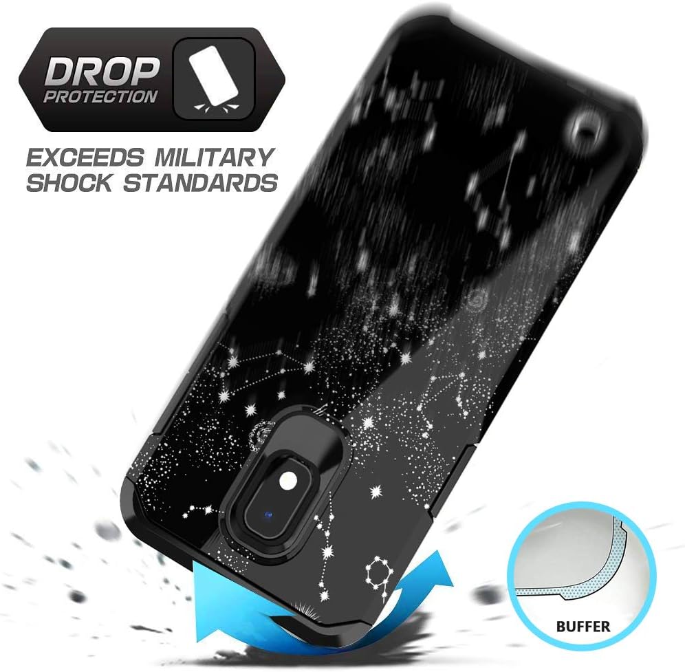 PBRO Galaxy J3 Orbit Case,Cute Universe Constellation Dual Layer Soft Silicone & Hard Back Cover Case for Samsung Galaxy J3 2018/J3 Achieve/Amp Prime 3/J3V/Express Prime 3/J3 Star/Sol 3/J3 Aura-Black