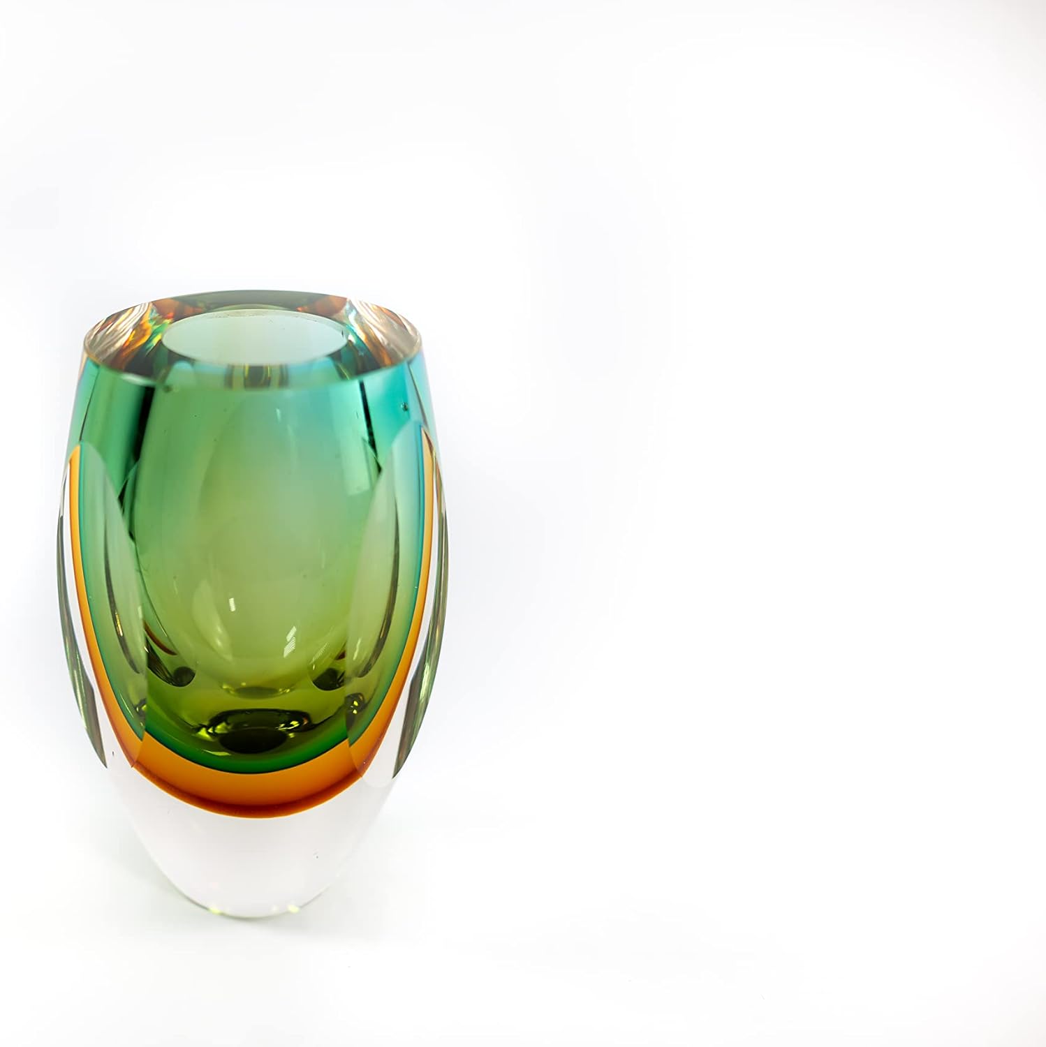 Badash Rimini Murano-Style Art Glass Vase 6" Tall Mouth-Blown Glass Bud Vase - Contemporary Home Decor Accent Piece