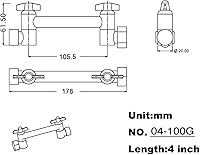 Vista 7 de TRUSTMI Brazo de ducha de latón de 4 pulgadas de altura ajustable, soporte de brazo de extensión de cabezal de ducha, oro cepillado