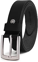 HAYES LONDON Belts for Men Leather Original, Formal & Casual Leather Belt with Solid Metal Curved Buckle