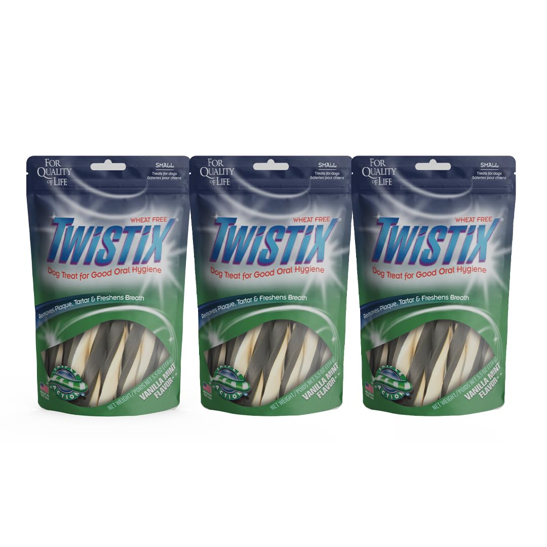 Twistix Canister Twisted Dental Dog Treats with Vanilla Mint Flavour for Dog’s Daily Dental Hygiene Dog Treat for Fresh Breath and Clean Teeth, Small Pack of 3 (B098L48748) Amazon Price History, Amazon Price Tracker