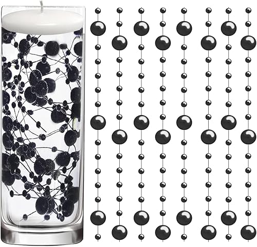 Miniatura 10 de 50 piezas de cuerdas de perlas Artificia para velas flotantes centros de mesa cuentas de perlas sintéticas verdes relleno de jarrón para mesa de