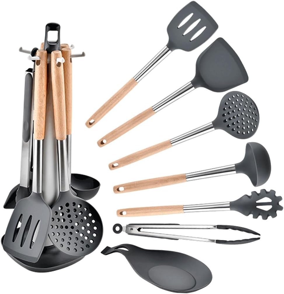 DUYHBAWRS-779 Silicone Kitchenware Set Set Kitchen Tool Non-stick Cooking Spoon Shovel With Storage Rack