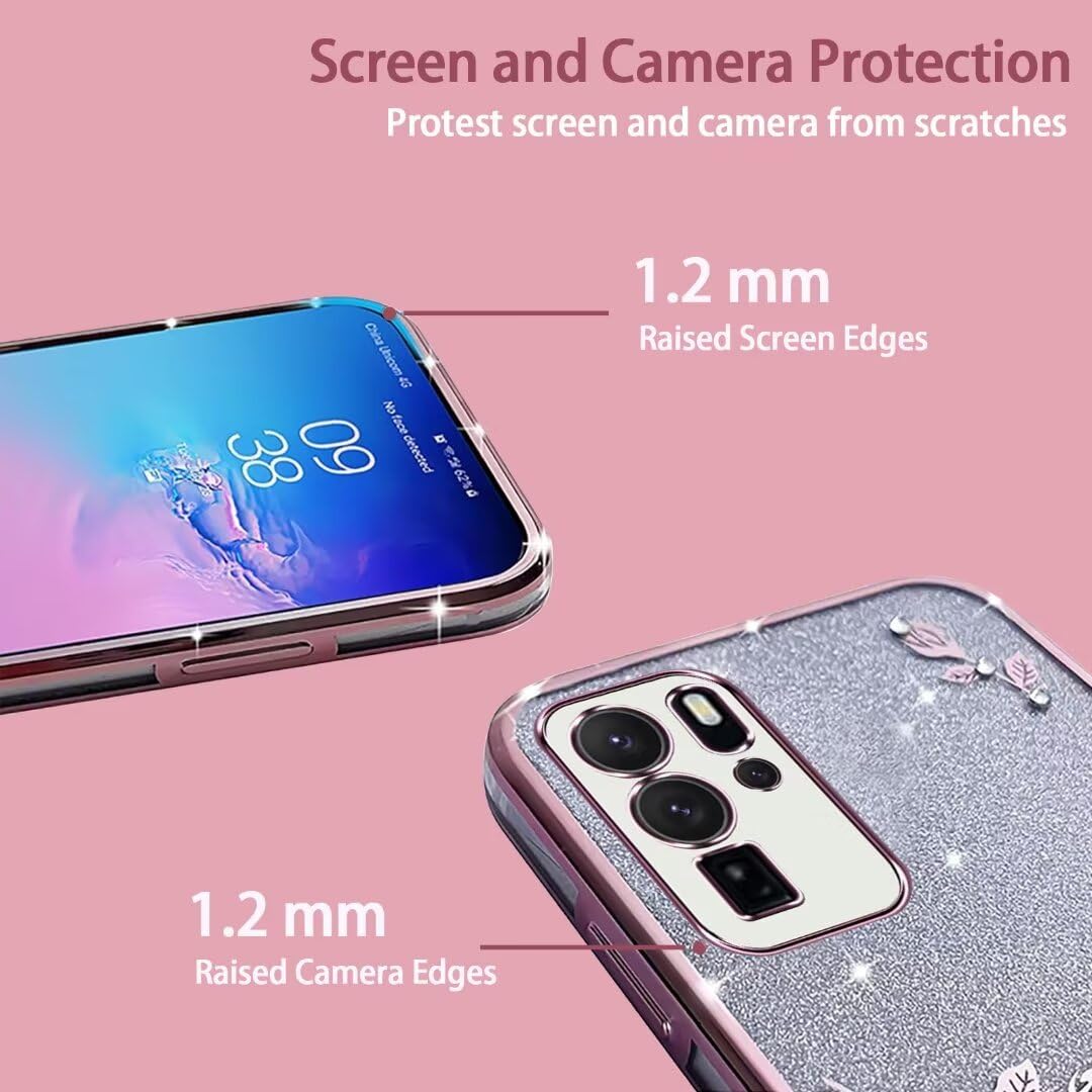 Cover UPLAI Per Huawei P60 Pro | Design Galvanico Con Bordo Oro | Morbida TPU Ultrasottile | Blu Sfumato