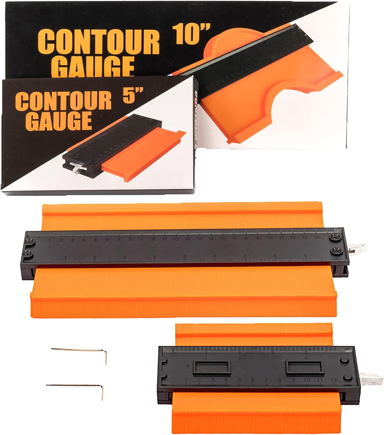 AmaCupid Contour Gauge Profile Tool.Construction Ruler with Lock 10inch 5inch,Copy Corners and Irregular Shapes Duplicator, Woodworking Measuring Layout Tools.Christmas,Thanksgiving Day Gifts for Men - - 