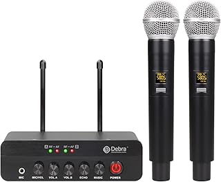 Wireless Microphone System D Debra Audio X7 with UHF Echo Dual Handheld Mics Have Optical Coaxial Input Output Compatible with Active Speaker TV Sound bar for Home Karaoke Party (X7)