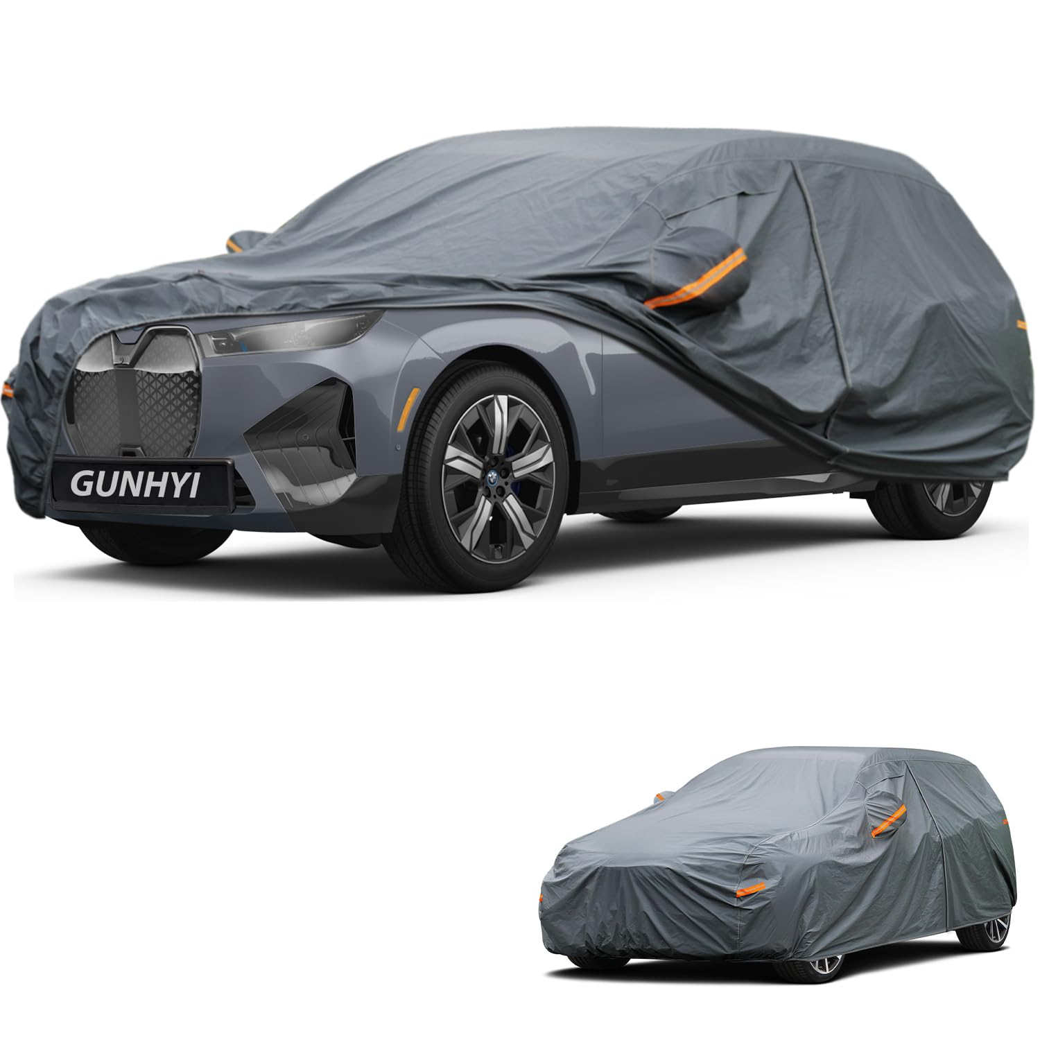 GUNHYI Premium Car Cover Custom Fit BMW iX, 16 Layers Heavy Duty Car Cover Waterproof All Weather with Zipper Door for Sun Rain Snow Dust Uv Protection