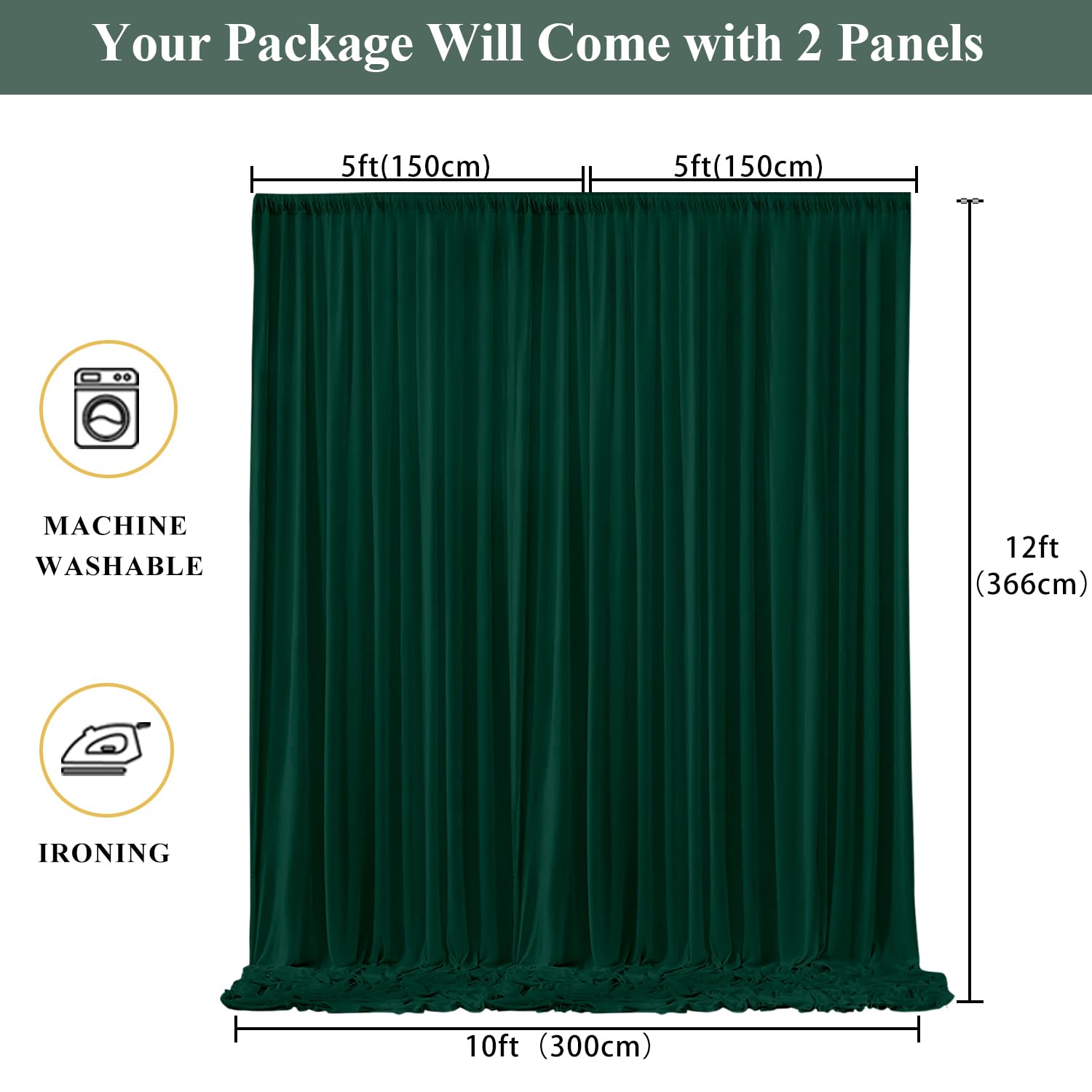 KUKUSOUL 10x12FT Hunter Green Curtains for Parties Hunter Green