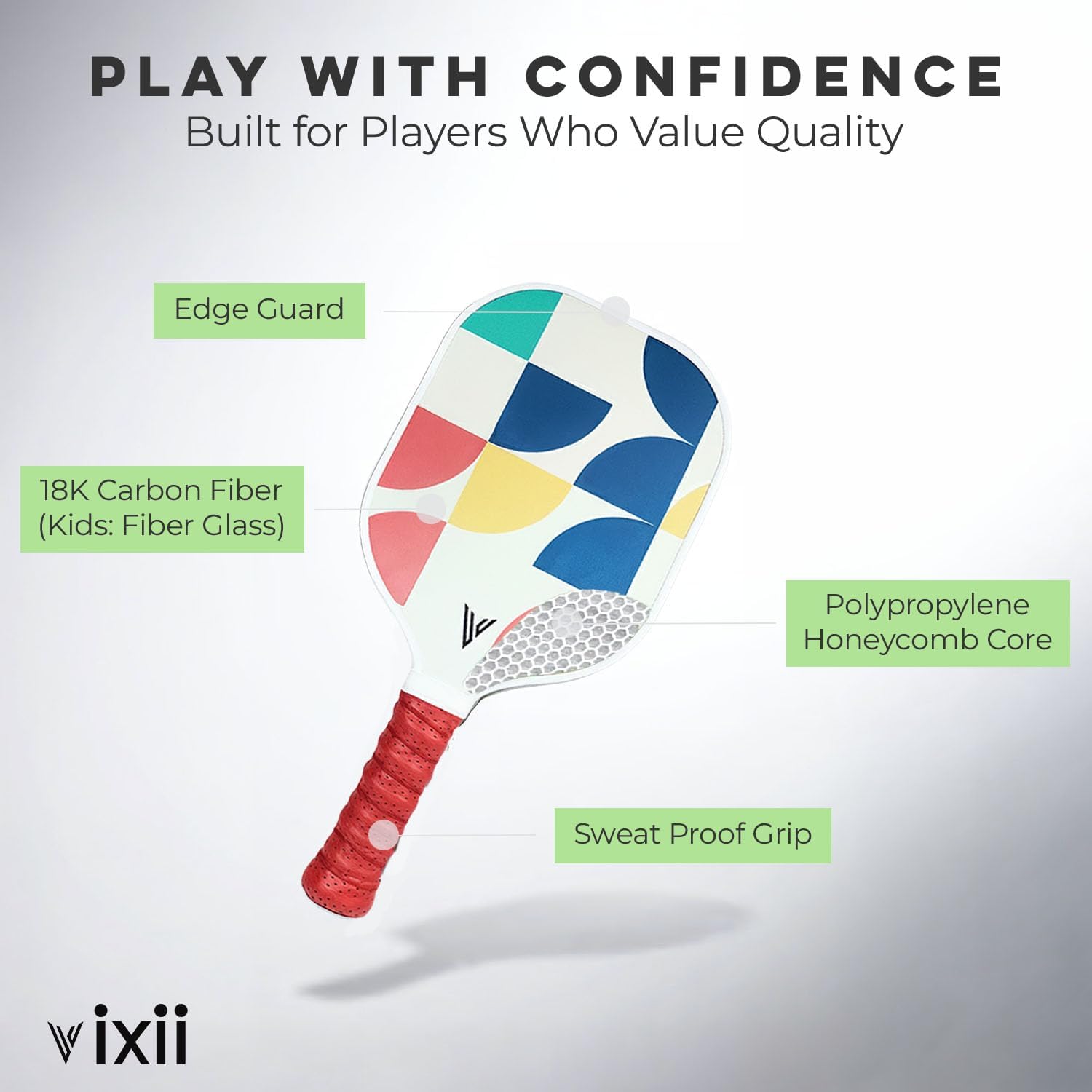 Carbon Fiber Pickleball Paddles with Cushion Comfort - Pickleball Paddle Cushion Grip with Polypropylene Honeycomb Core, Lightweight Adult Paddles with Paddle Cover
