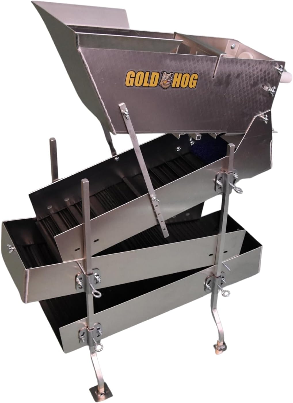 Z3 High Banker Gold Sluice Box - 14.75 x 29 x 43 in Gold Mining Kit Prospecting Equipment Highbanker – 3 Sluice Body Trays and Optimized Mats – Portable and Modular Design