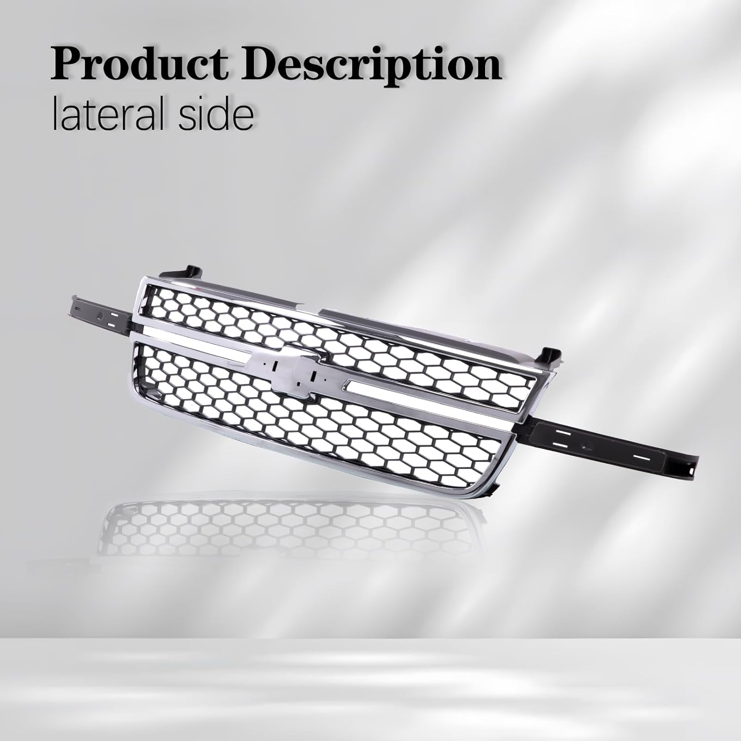 Front Grille Grill Chrome Frame Black Honeycomb Insert Compatible With Silverado 2003-2006 1500 HD / 2500 HD / 3500 &2007 1500 HD/2500 HD/ 3500 Classic GM1200546 (W/O Molding Trim)