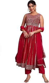 SHOPPING QUEEN Women's Georgette Sequins Kurta, Pyjama & Dupatta Set Price In India