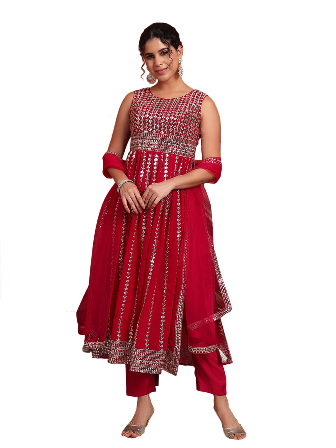 SHOPPING QUEEN Women's Georgette Sequins Kurta, Pyjama & Dupatta Set - Review, Price and Buying Guide
