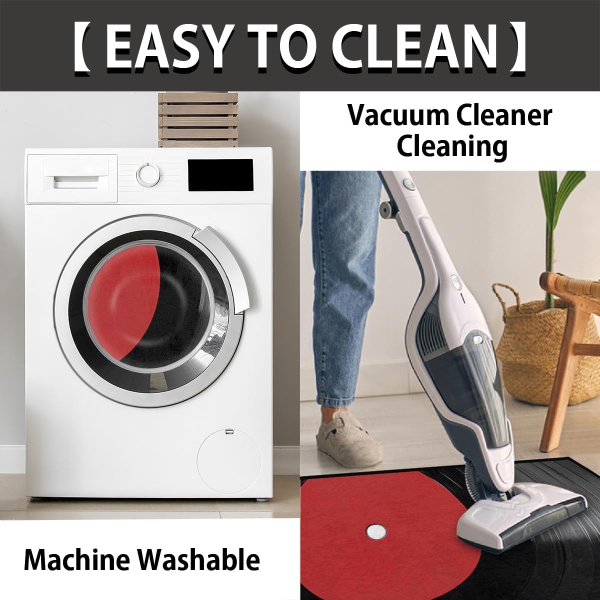 Music Vinyl Record Half Round Door Mat Indoor Entrance Low Pile Non Slip Absorbent Semi Circle Welcome Mats Doormats 36x24 in Floor Mats for Home Kitchen