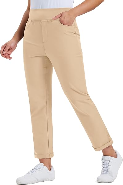 MoFiz Pantalones de Golf para Mujer Stretch Trabajo Pants Elegante con Bolsillos for Oficina Casual Viaje Yoga - 1