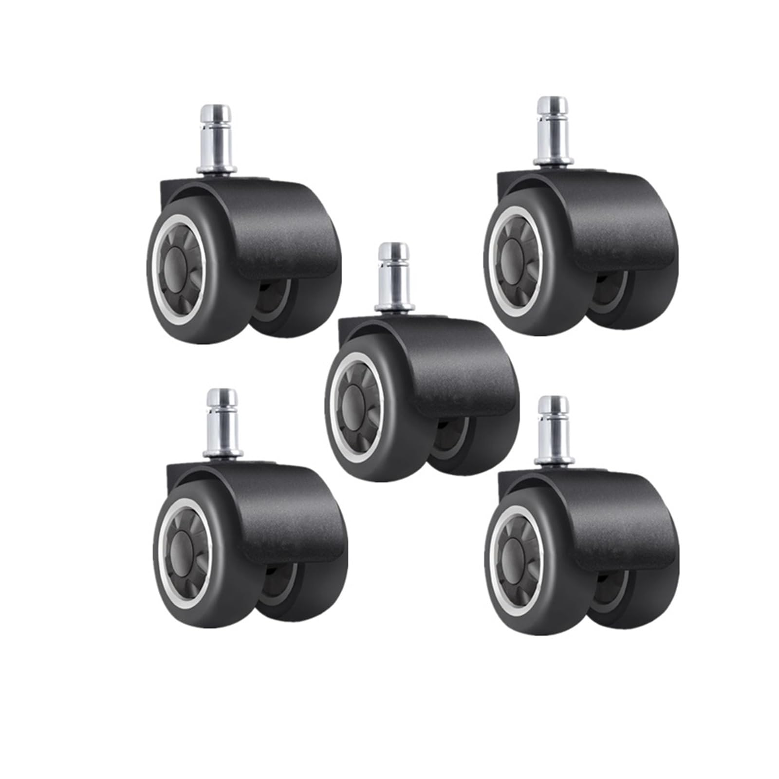 MXXDMOPD 5 Pieces/lot 2-inch Two-Wheel casters 11mm Elastic Ring TPR Silent Universal Office Chair(Nero)