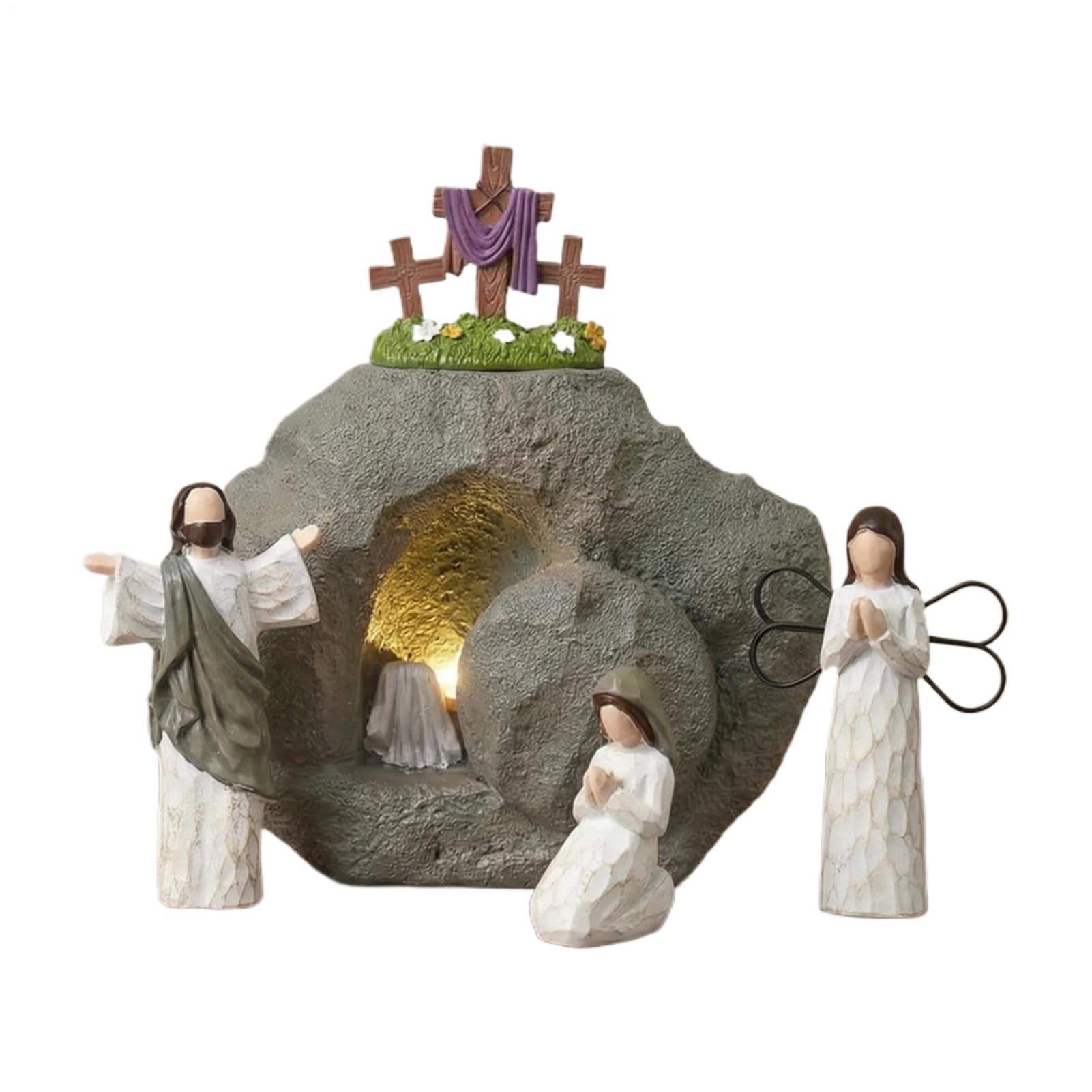 Sculpture réaliste en résine de la tombe vide de Pâques pour veillée chrétienne