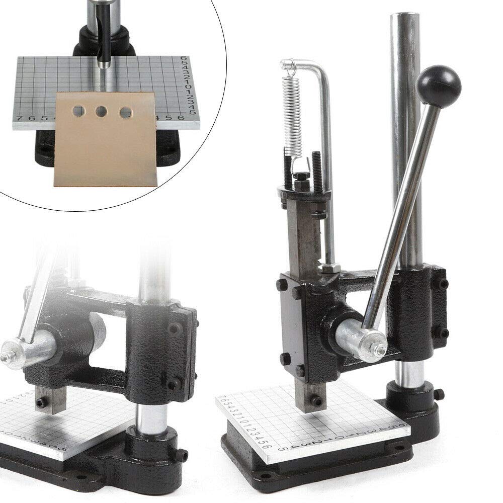 Hand Punching Machine Manual Leather Imprinting Machine DIY M12 11mm Hole Punching Press Bronzing Cut Stitching Press Puncher Punch Tools (Includes PP Plate Aluminum Plate with Scale)