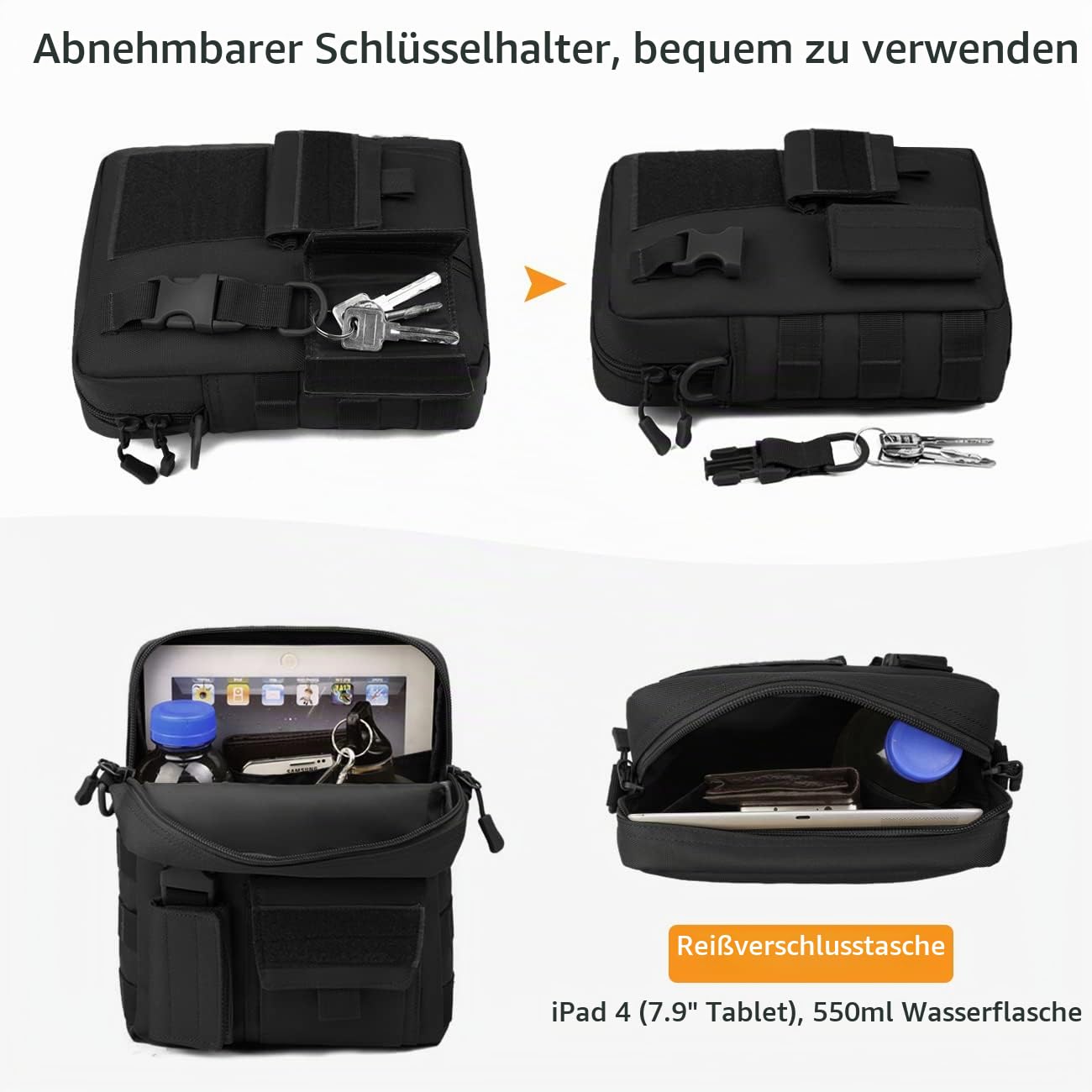 HUNTVP Militär Umhängetasche Schultertasche Crossbody Bag Messenger Bag | Querformat, Wasserabweisend, Tragetasche, für Herren Damen Arbeit Outdoor Sport Reise Camping