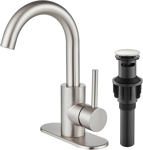 Miniatura 10 de Midanya Grifo de fregadero de baño, barra de 1 o 3 agujeros, grifo de fregadero de cocina de un solo mango, boquilla giratoria de 360 con drenaje