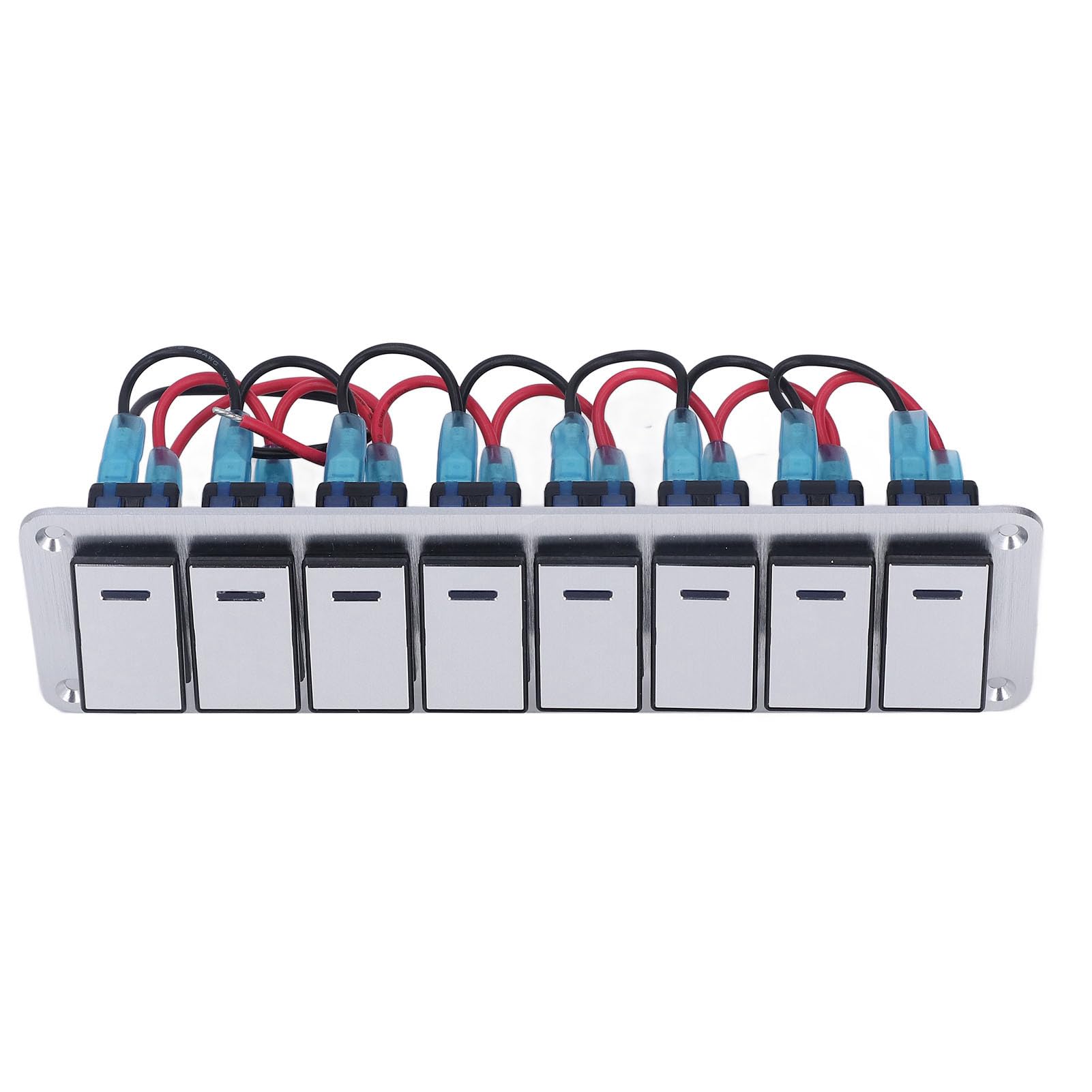 Generic Panel Przełączników Kołyskowych 8-krotny z Niebieskimi Wskaźnikami LED, Panel Przełączników ze Stopu Aluminium do Samochodów, Pojazdów Kempingowych, Motocykli, Autobusów, Przyczep, Pojazdów