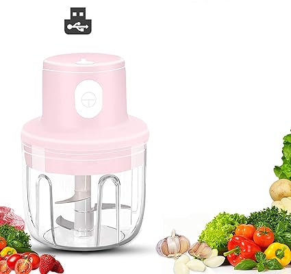 ERIZONE Wireless Mini Garlic Chopper, 1 Pack Electric Small Food Processor, 250ML Portable Food Chopper for Onion Vegetables Meat Baby Food Ginger Pepper Nut