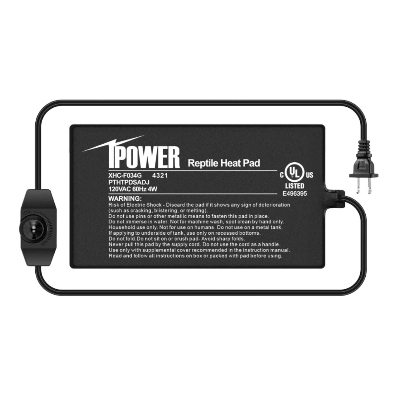 iPower 4 by 7-Inch 4 Watts Reptile Heating Mat with Temperature Controller Under Tank Warmer Terrarium Heat Pad for Reptiles and Amphibians, Black