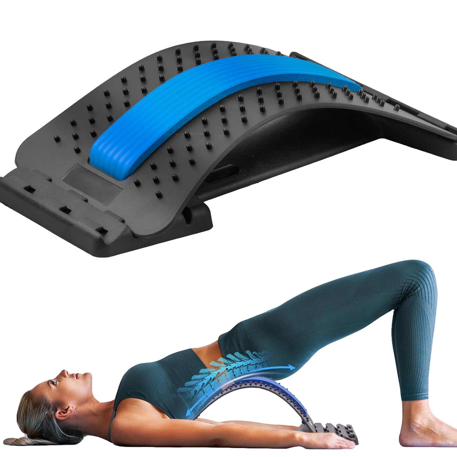 ZURU BUNCH® Magic Stretcher for Lower Waist Pain Relief, 3-Level Adjustable Lumbar Back Cracking Device for Herniated Disc, Scoliosis, Spine Decompression, Upper & Lower Best Waist.