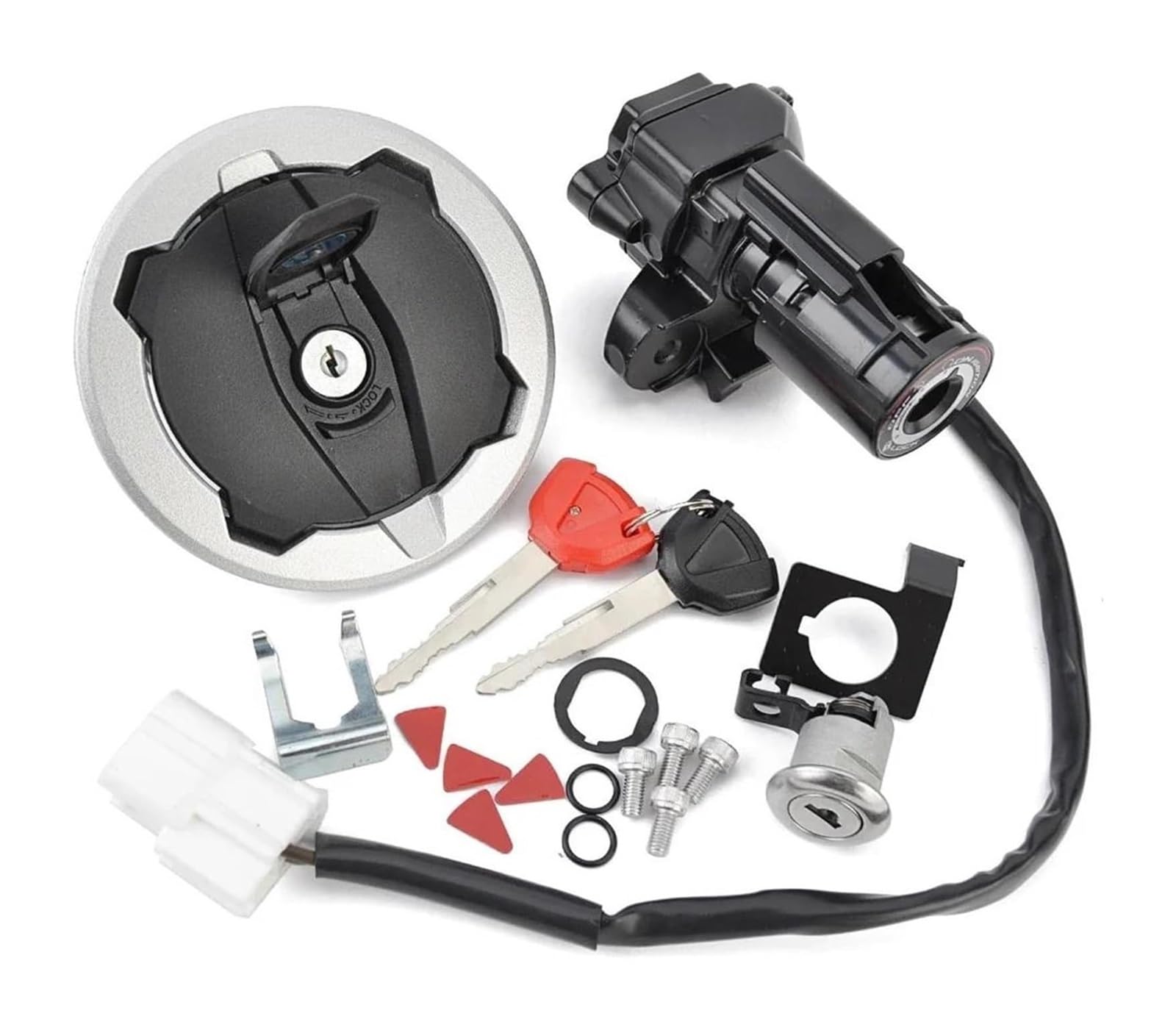 Cerradura De Encendido para Kawasaki Z400 2019-2022 27048-5216 27005-0670 51049-0735 Interruptor Arranque Encendido Motocicleta Tapa Tanque Combustible Bloqueo 2 Llaves