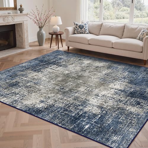 BEIMO Tappeto Salotto Astratto 160x230 cm - Blu Grigio Freddo, Morbido, Lavabile e Antiscivolo