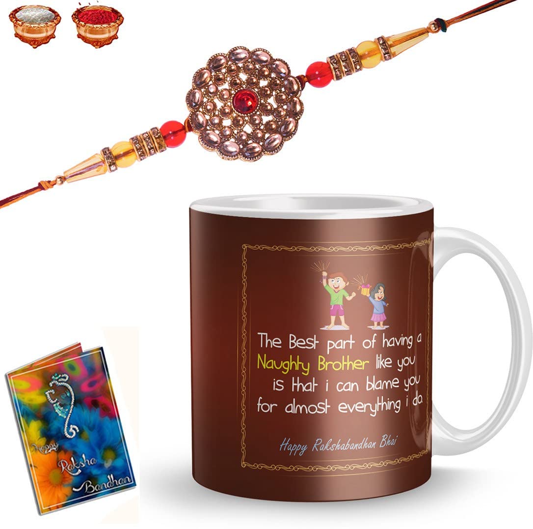 Fastival Rakhi With Coffee Mug Combo Set of 1(1 Rakhi 1 Mug)-R-143
