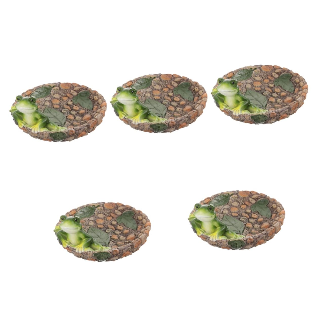 Statue de grenouille decoration interieur en résine pour étagère et piscine lot de 5 pièces
