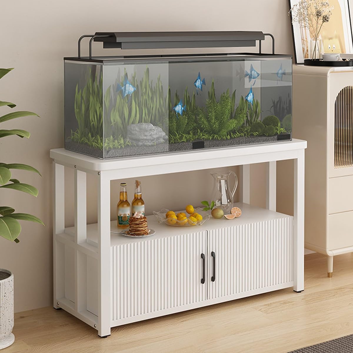 Mobile Acquario In Metallo Robusto Con Vano Contenitore Per Casa | Supporto Per Acquario Con Contenitore Tavolo In Metallo Robusto Con Mobile Per Casa(E,60*30cm/23.6*11.8in)