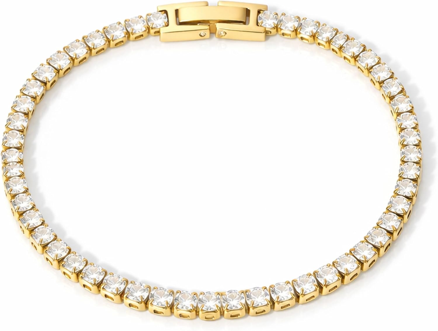 Waterproof Tennis Bracelets for Women | Tarnish Free Gold Jewelry | 4 mm Cubic Zirconia | 18K Real Gold PVD Plated | Gold Bracelets for Women | Fashion Accessories | Gold Bracelet Stack