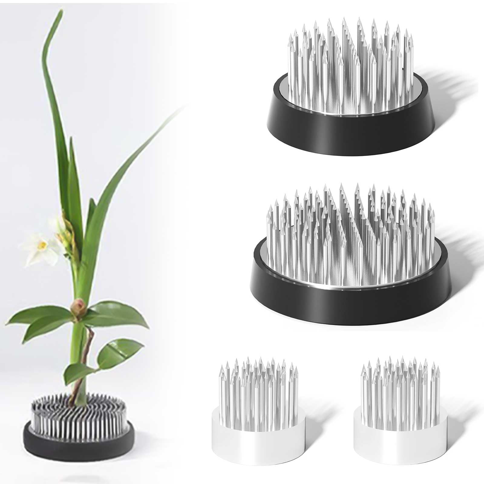 AMONENZ 4 Pieces Flower Frog, Round Flower Frogs for Arrangements, Stainless Steel, 3 Sizes Flower Arranging Tool, Flower Arrangement Tool for Home, Garden, Hotel