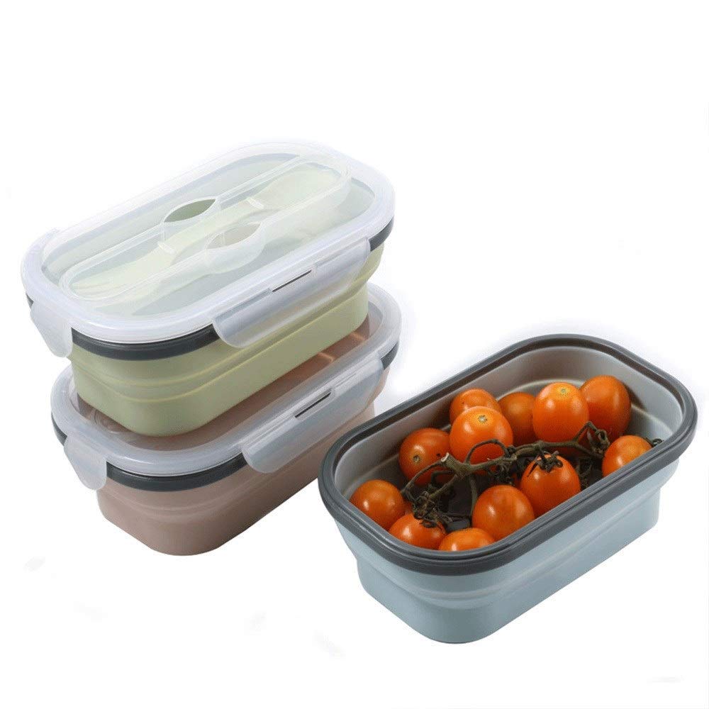 Pudełko na lunch silikonowe składane pudełko na lunch przenośne składane Bento trwały pojemnik na sałatkę jedzenie miska zastawa stołowa akcesoria kuchenne (niebieski)