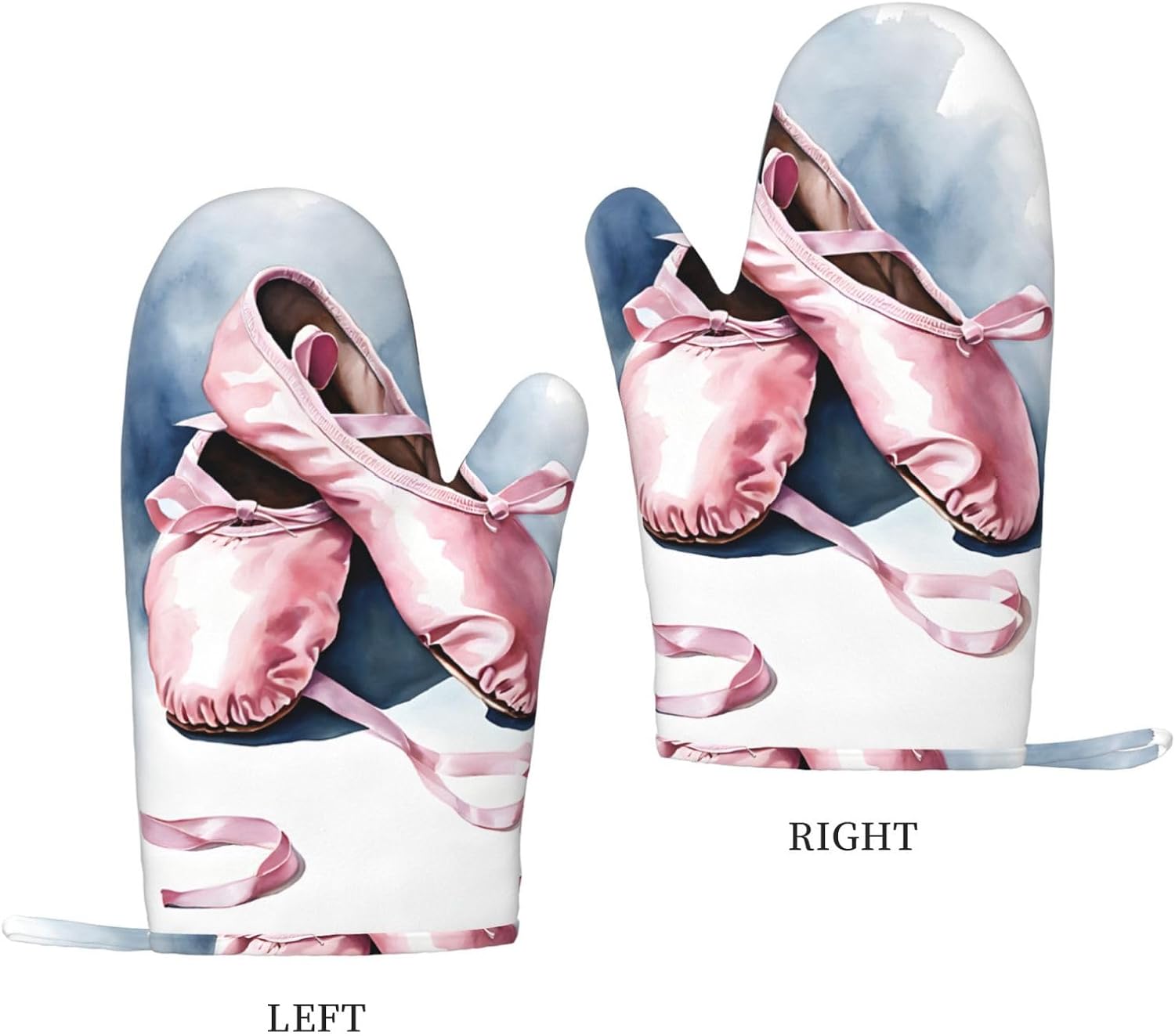 Ballet Dancer 4pcs Oven Mitts and Pot Holders Sets for Kitchen, Silicone Oven Gloves Non-Slip Potholders Hot Pads for Baking Cooking