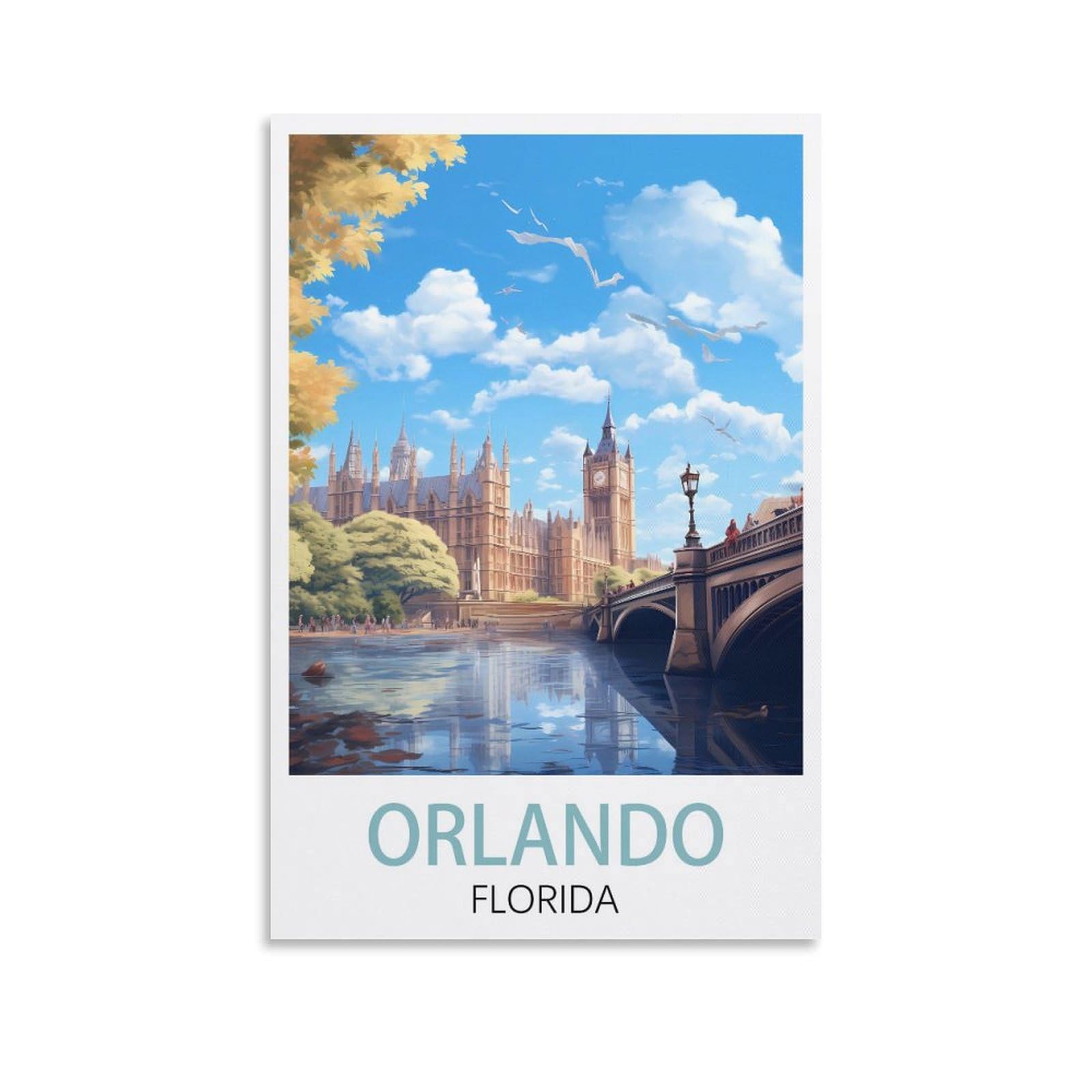 EZMLFA DIY Diamond Painting,Orlando Floridas 5D Diamond Art DIY Cross Stitch Crystal Rhinestone Embroidery Pictures Craft for Home Wall 40x40cm