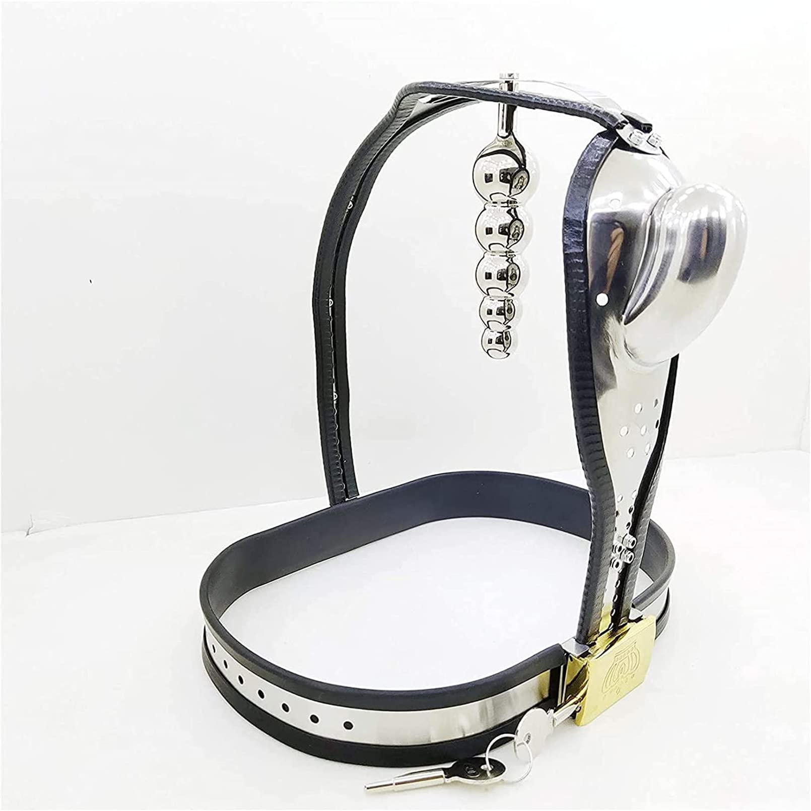 Ceinture de chasteté verrouillable BDSM pour hommes, cage à pénis en acier inoxydable avec plug anal, sous-vêtements respirants