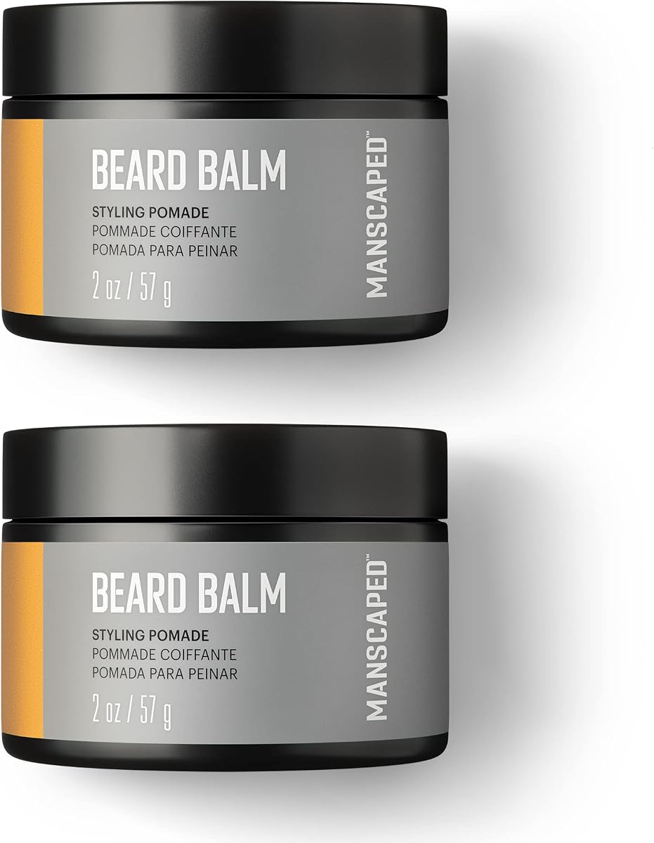 Beard Balm, Styling Pomade with Shea Butter, Coconut Oil & Beeswax - Moisturizes, Softens, Strengthens & Shines Beards, Mustaches & Facial Hair, for Sensitive Skin, (2 oz) 2-Pack