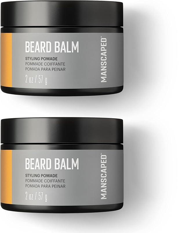 Beard Balm, Styling Pomade with Shea Butter, Coconut Oil & Beeswax - Moisturizes, Softens, Strengthens & Shines Beards, Mustaches & Facial Hair, for Sensitive Skin, (2 oz) 2-Pack