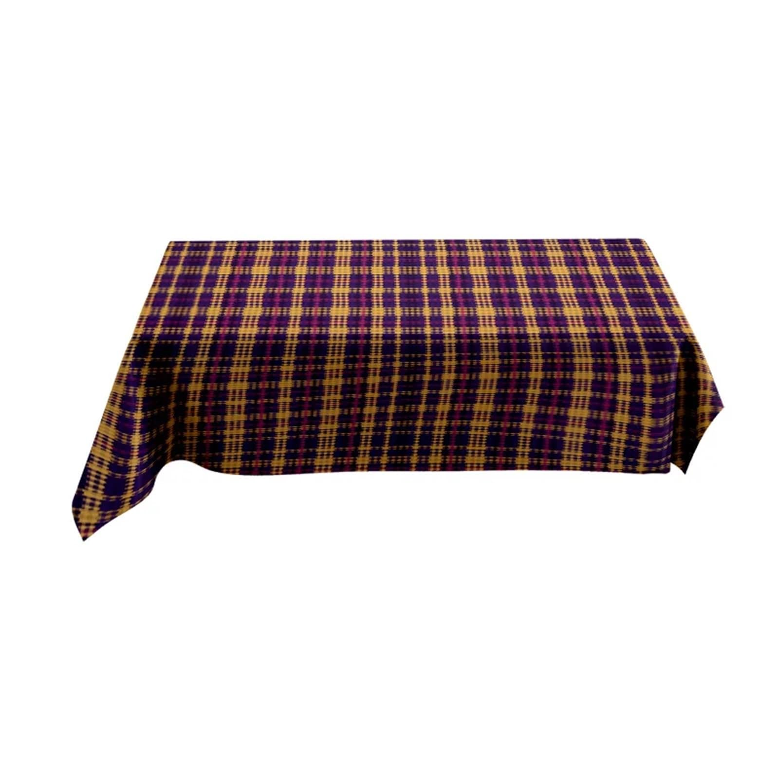 FonHNDG Striped Tablecloth Plaid Tablecloth Set Elegant Checkered Dining Table Cover With Striped Border For Kitchen Home Decor(140X220CM)